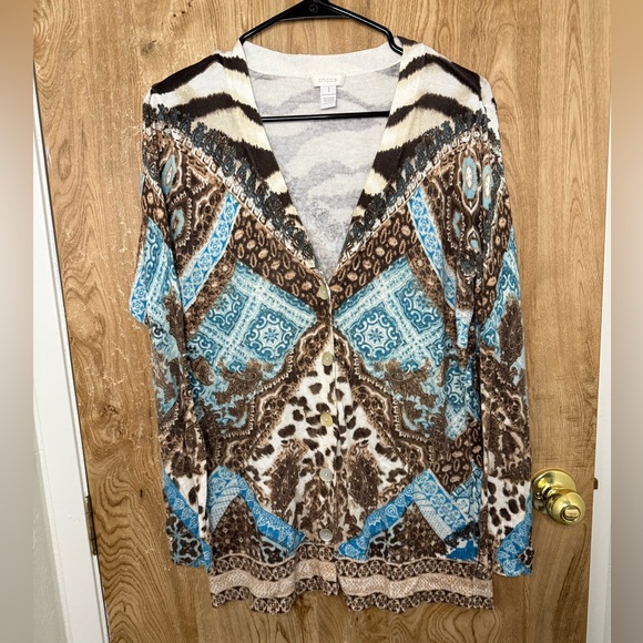 Chico's Multicolor Patterned lightweight Cardigan - Picture 2 of 5